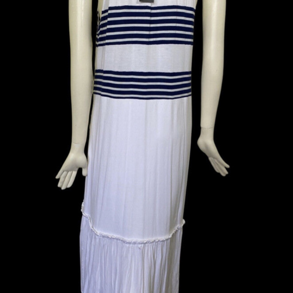 Buffalo David Bitton Blue and White Tiered Maxi Sundress